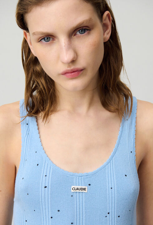 Polka Dot Fine Knit Tank Top