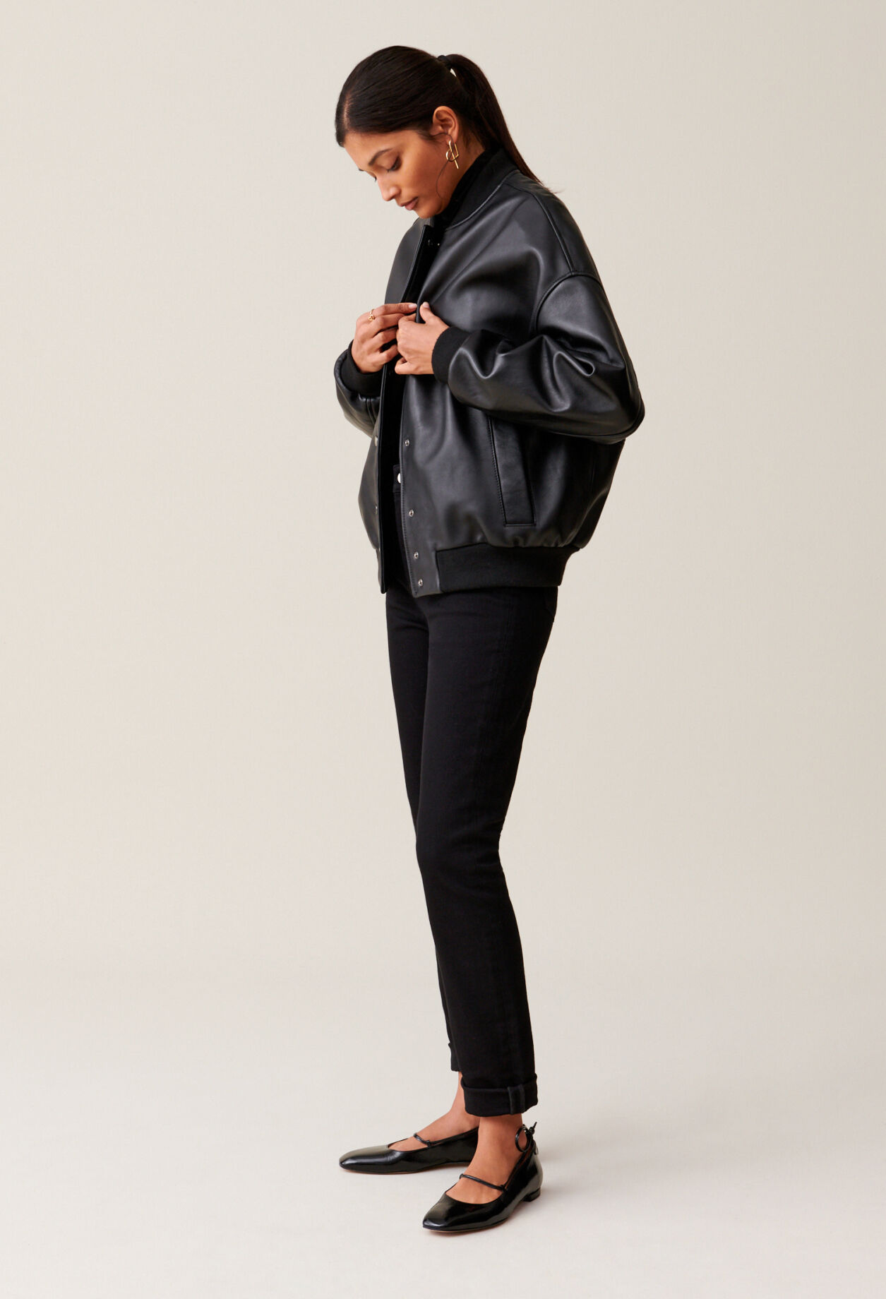 Jean Toto Leather Bomber