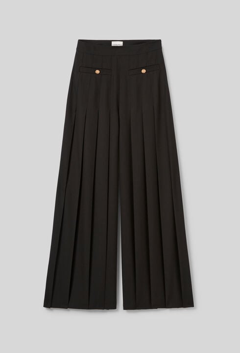 Pleated Wide-Leg Trousers