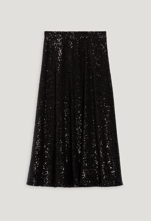 Black midi skirt with sequins