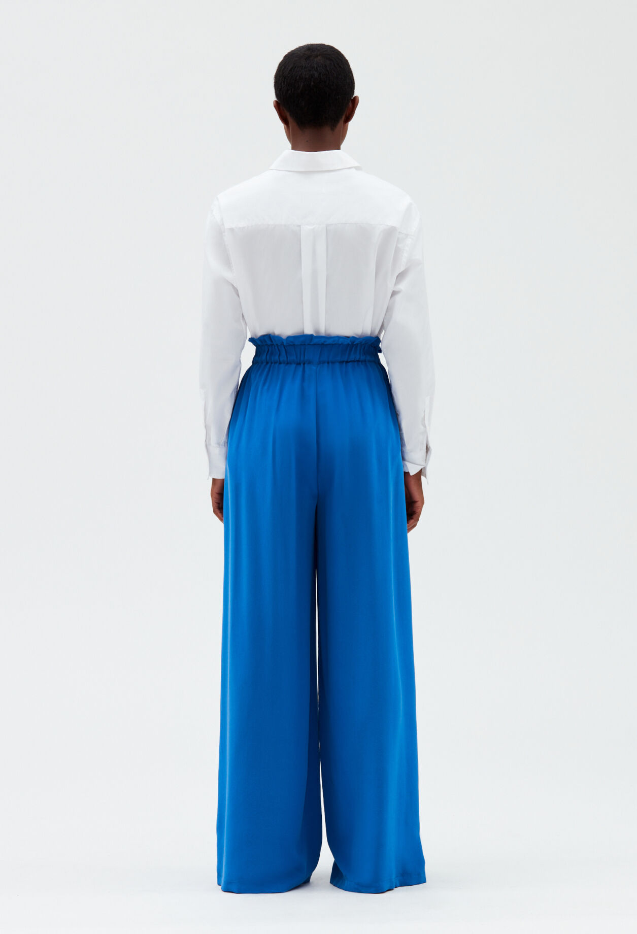 Pantalon soie bleu