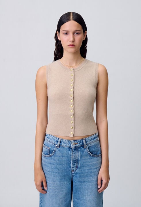Top maille boutonné