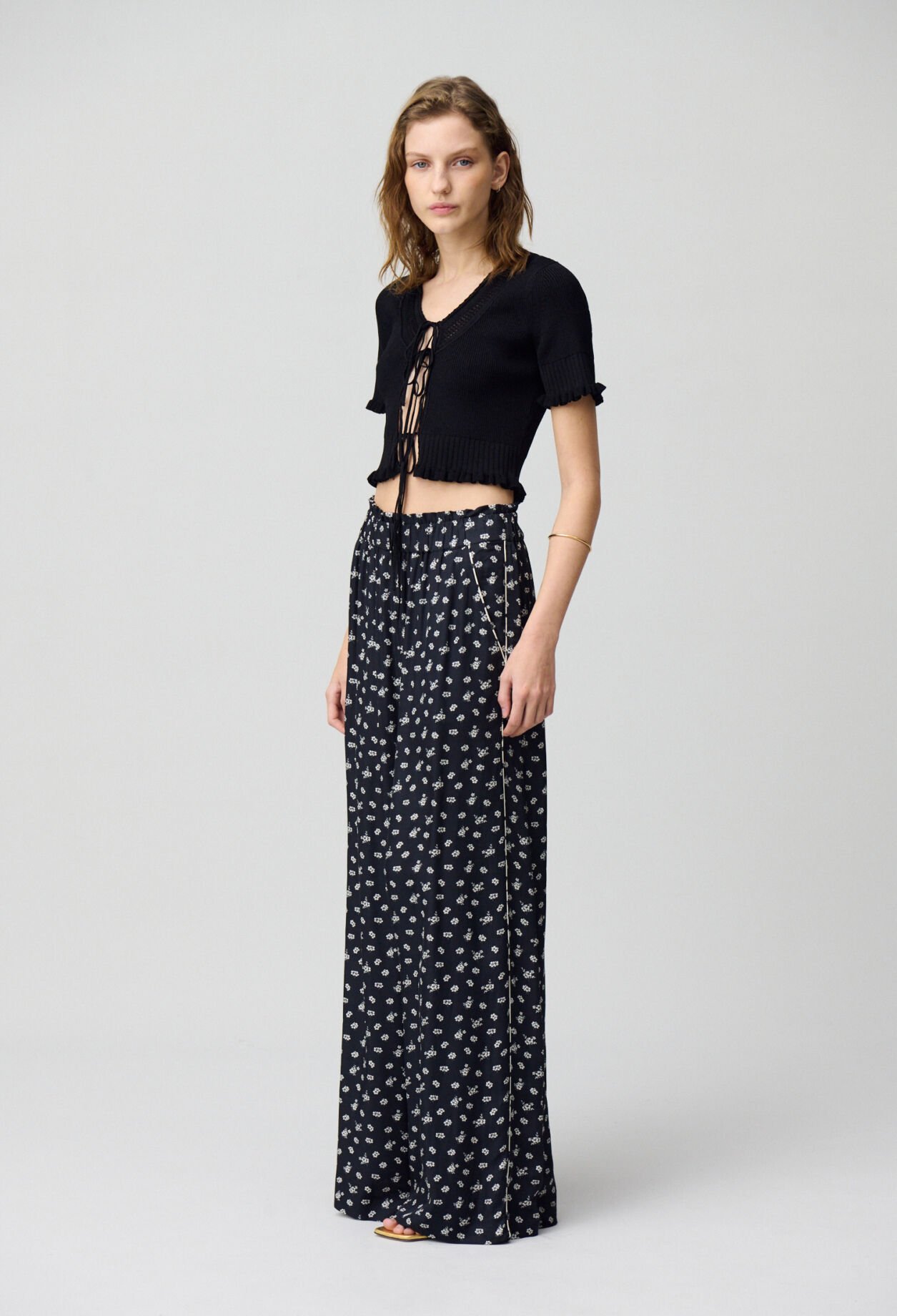 Pantalon large fluide imprimé