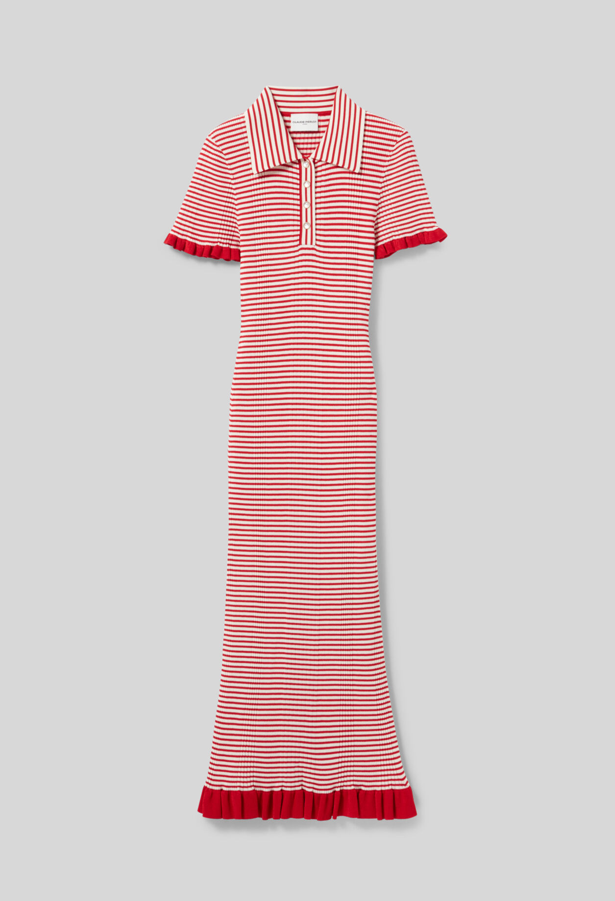 Robe longue maille fine rayée