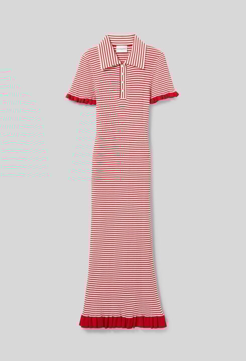 Robe longue maille fine rayée