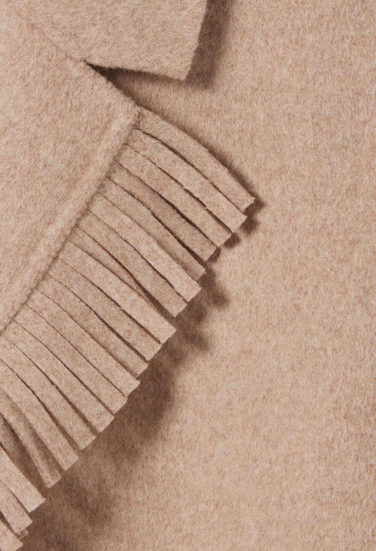 Manteau court laine franges