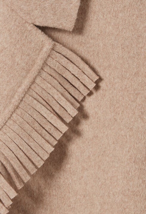 Manteau court laine franges