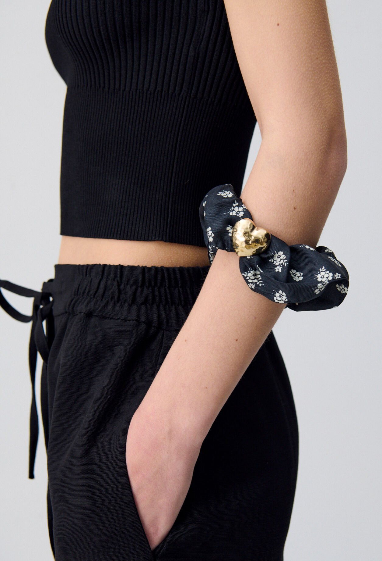 Heart Jewel Floral Scrunchie