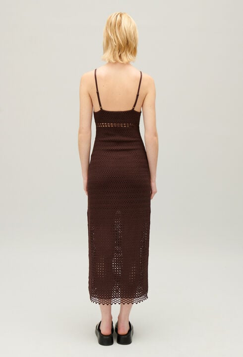 Robe longue crochet marron