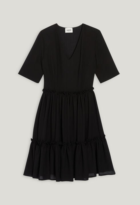 Short black ruffled dress