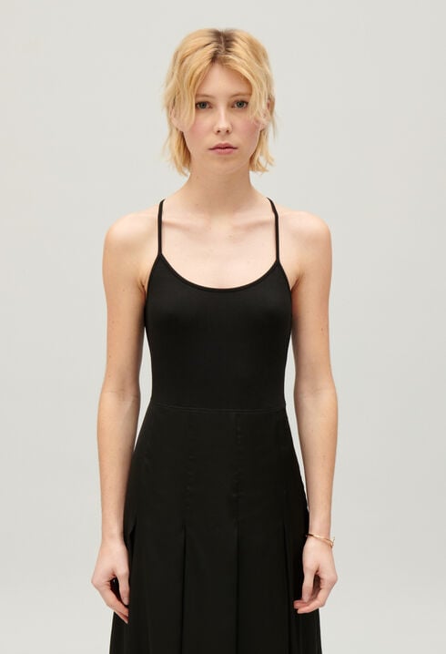 Black midi dress with crossover back