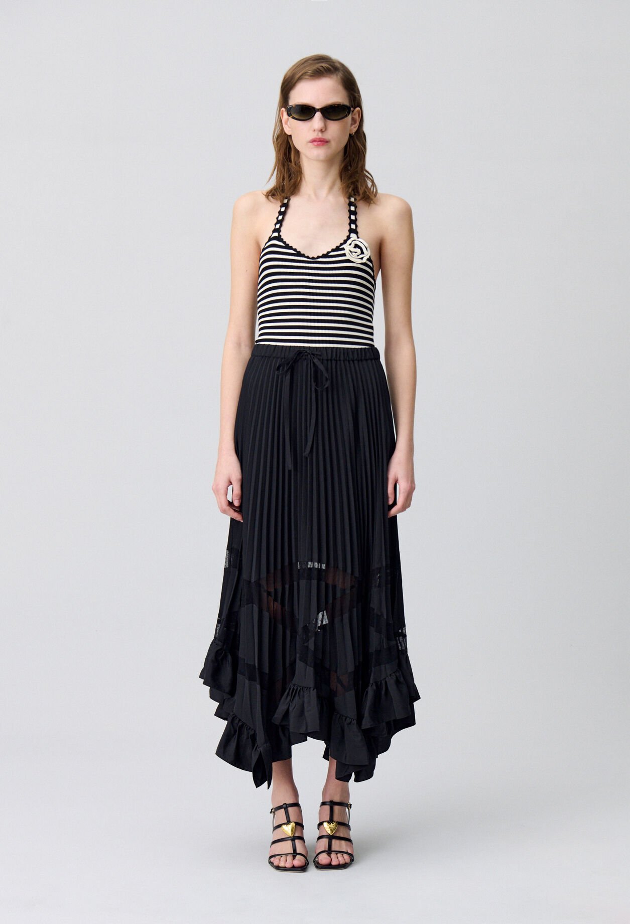 Asymmetrical pleated skirt