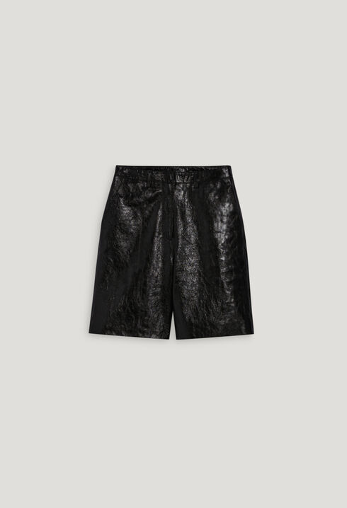 Black leather Bermuda shorts