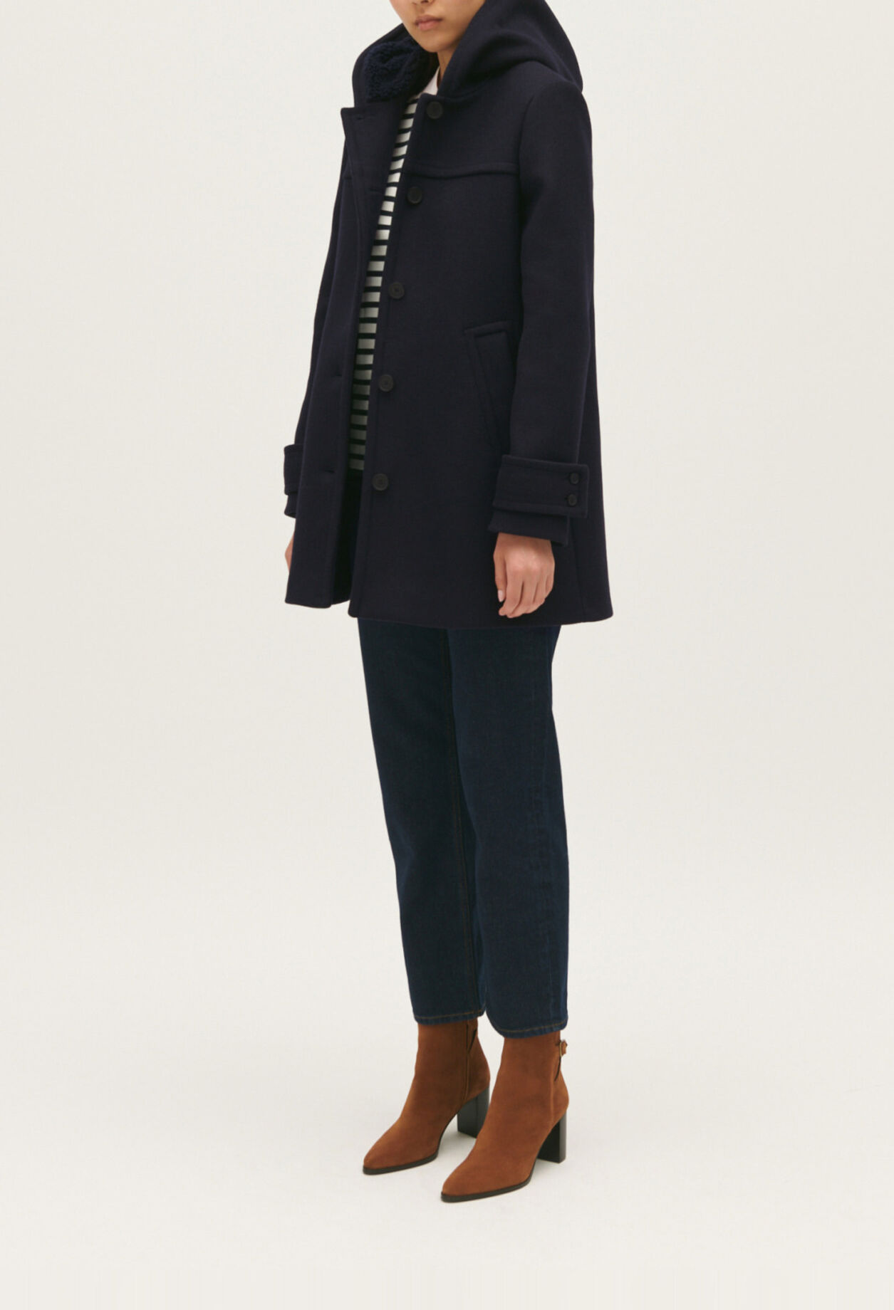 Wool blend hooded coat