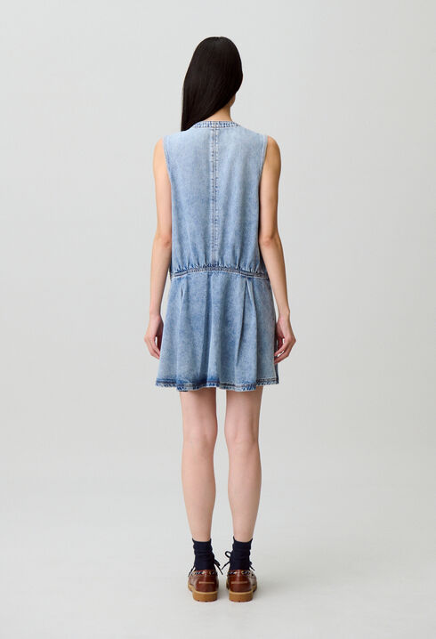 Washed flared denim dress