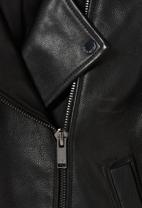 Veste cuir grainé noir