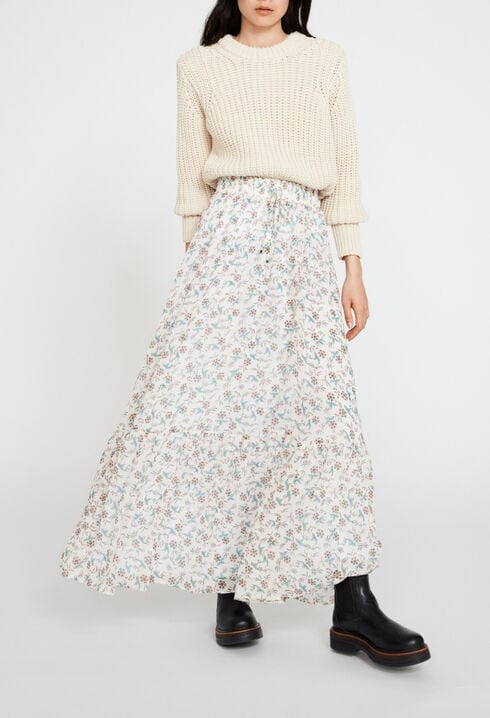 Long floral slit skirt