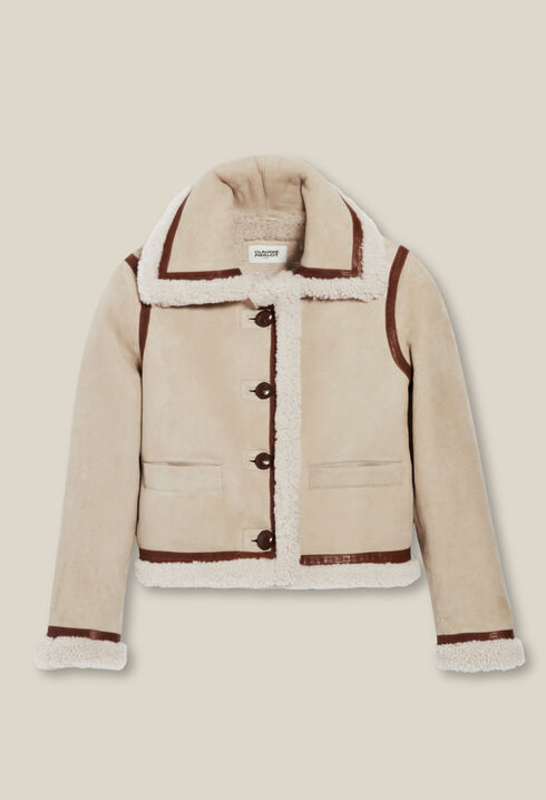 Veste peau lainée beige