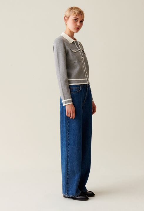 Light grey collared cardigan