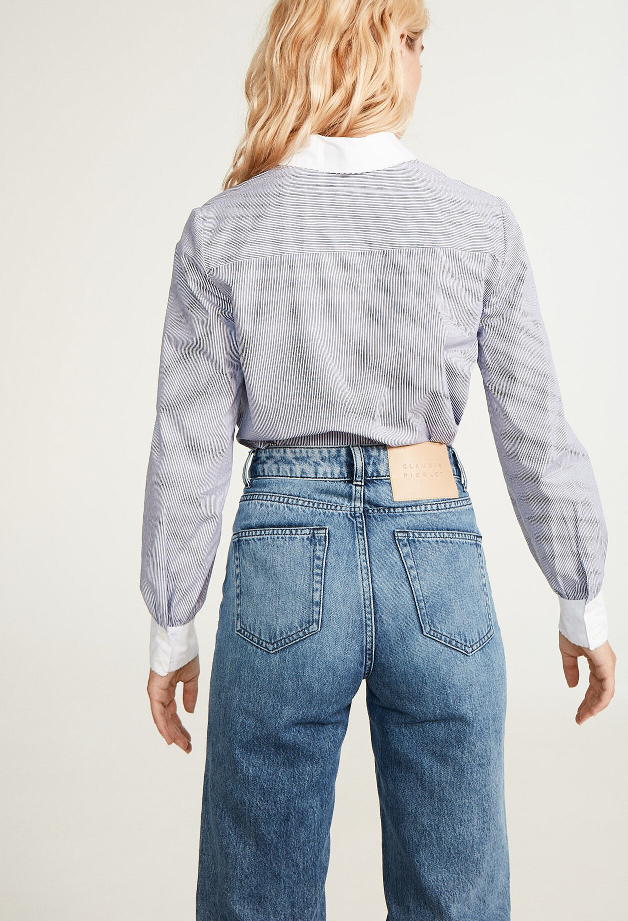 Shirt with embroidered collar