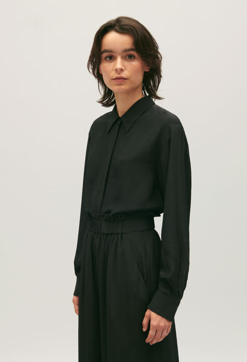 Black floaty silk shirt