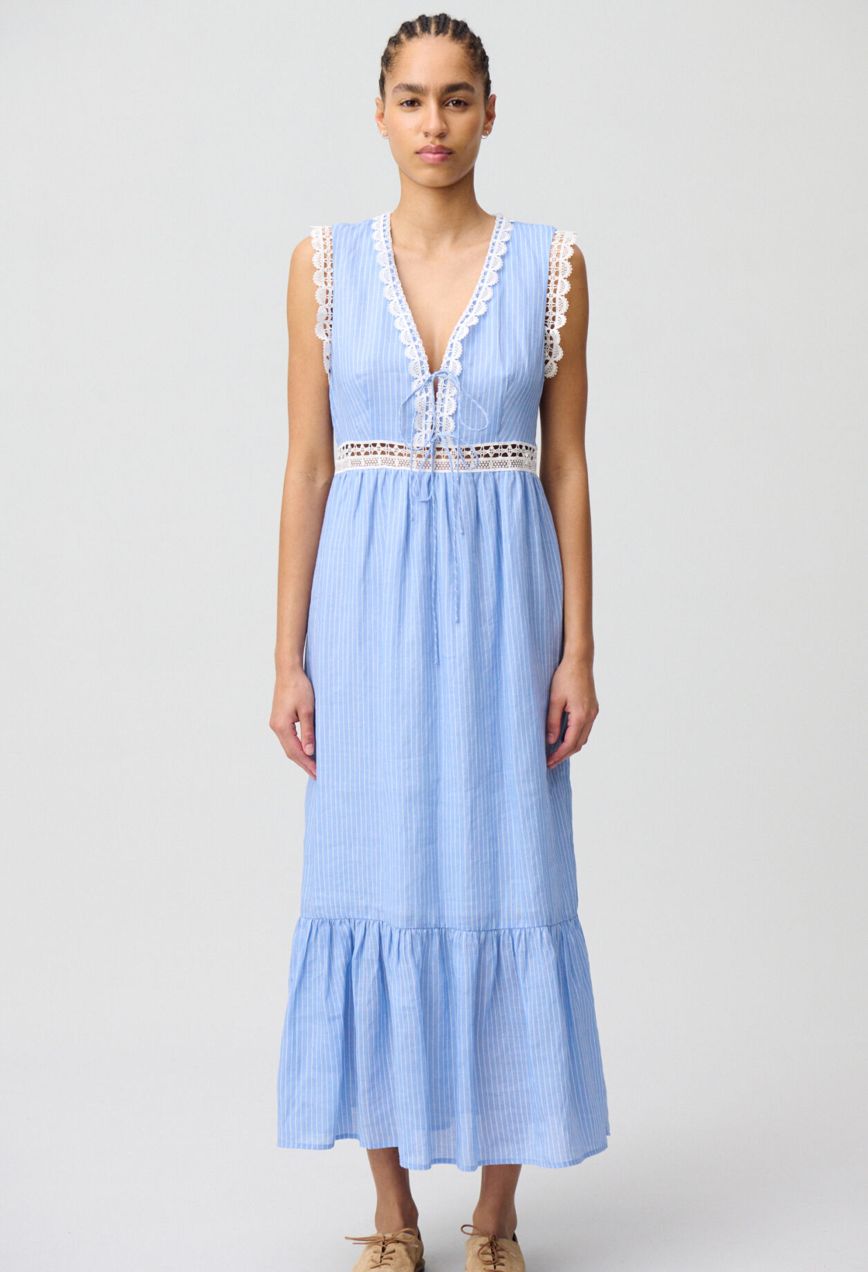 Striped Lace Maxi Dress