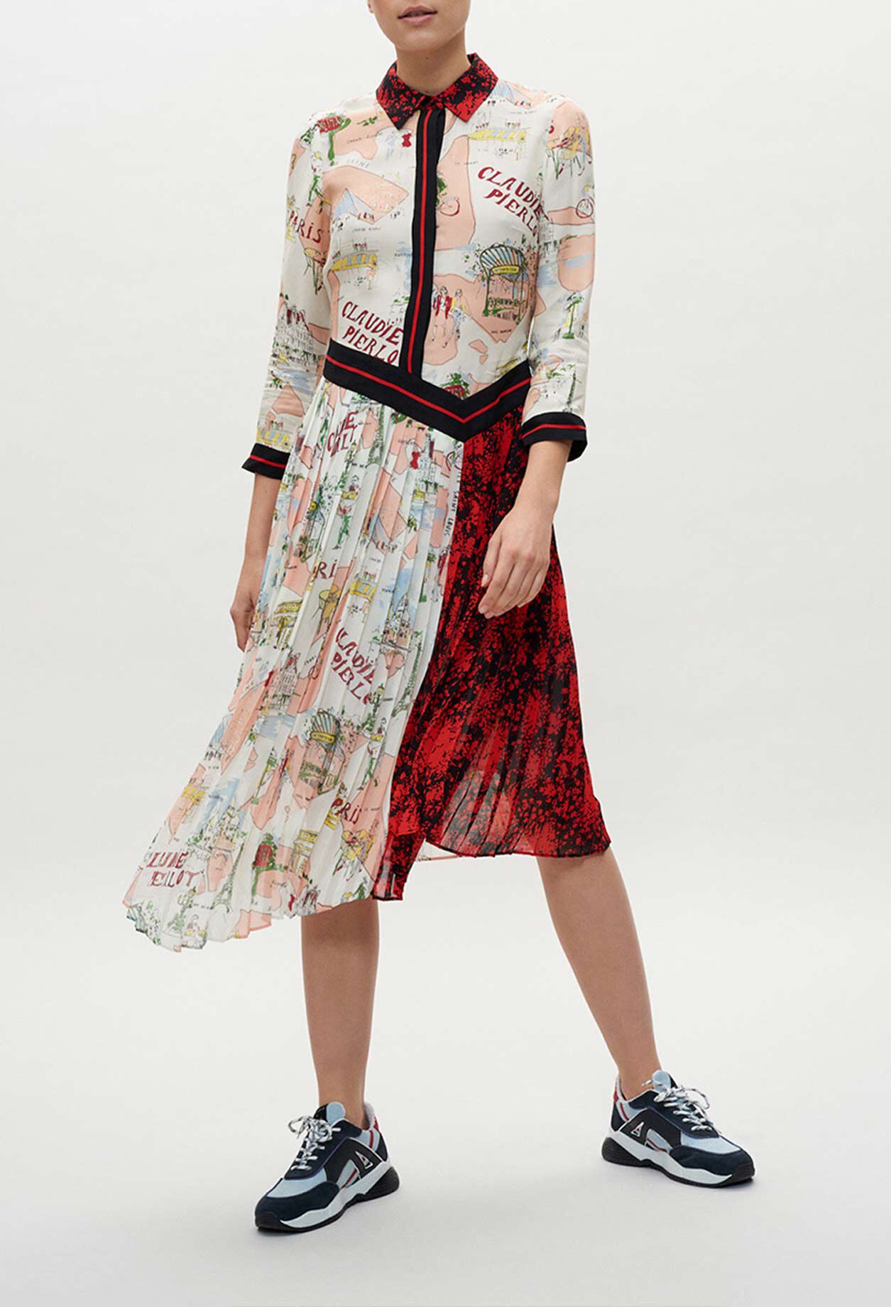 Printed medium-length dress