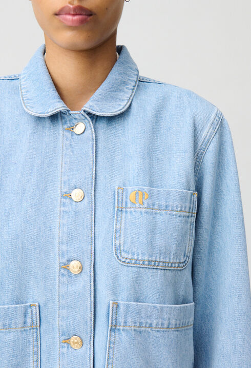 Denim jacket with Peter Pan collar