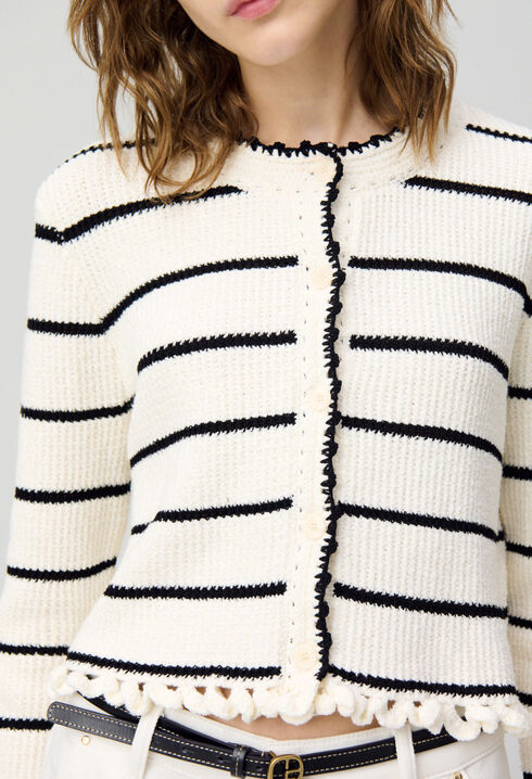 Cardigan rayures maille fine