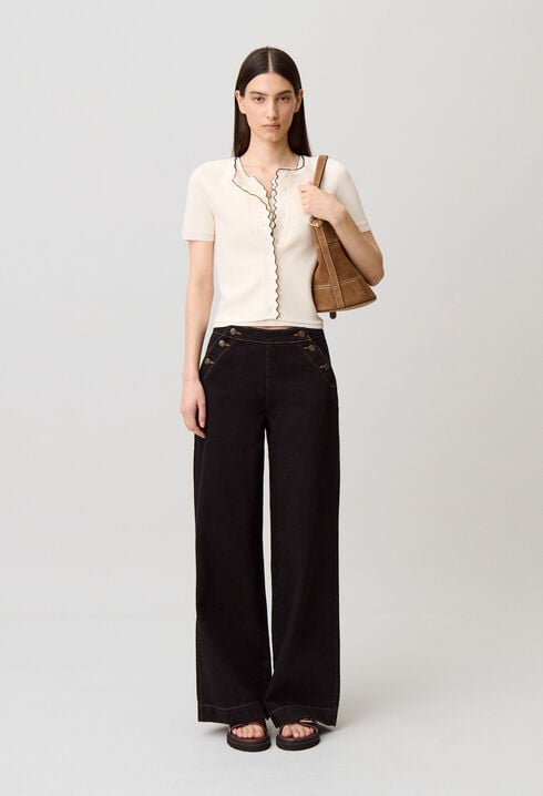 Contrast knit cardigan