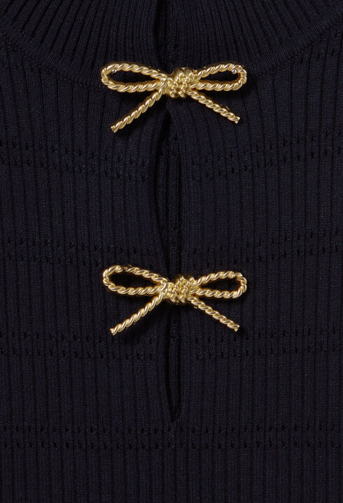 Long knit dress with bows