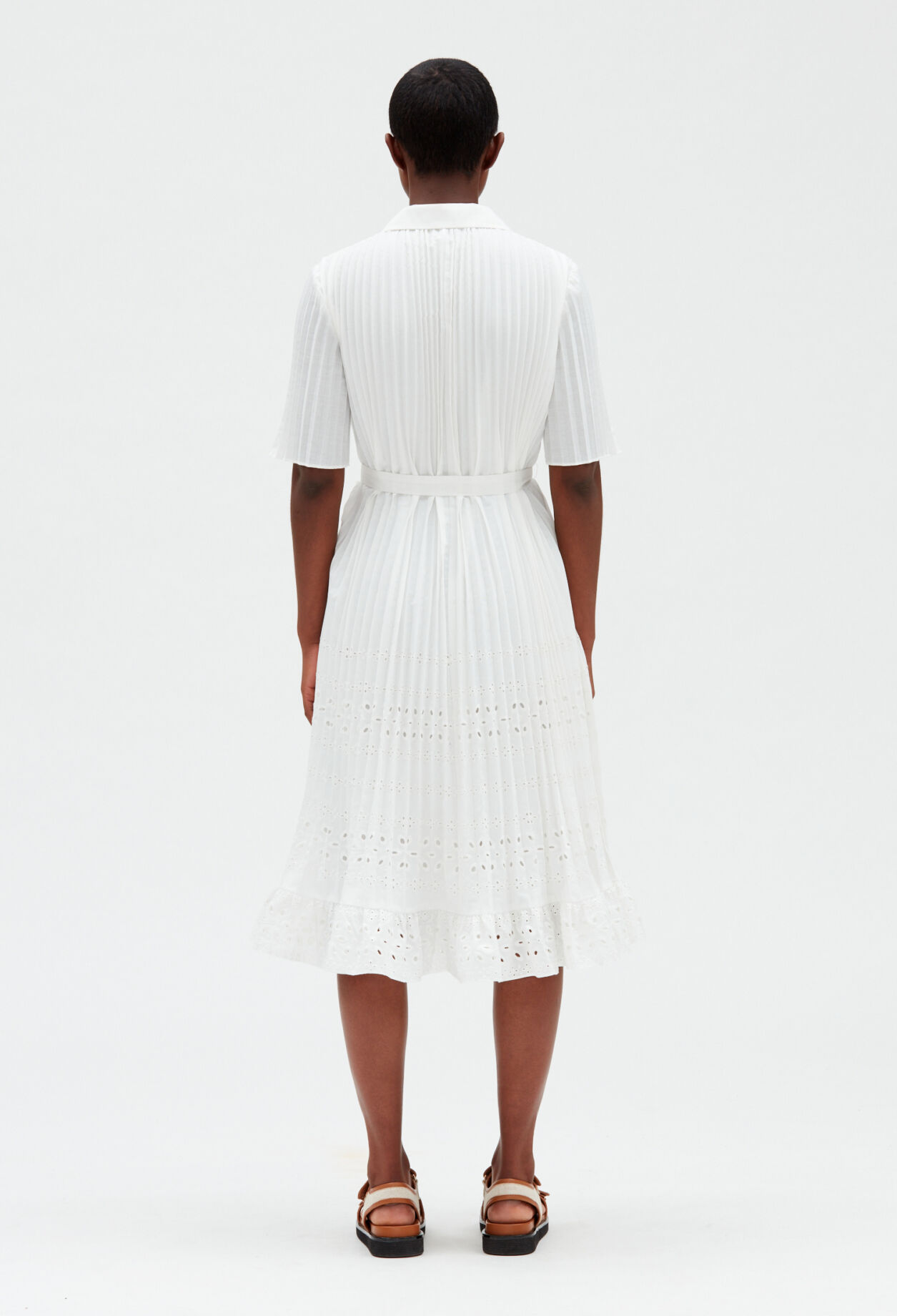 Off-white pleated midi dress