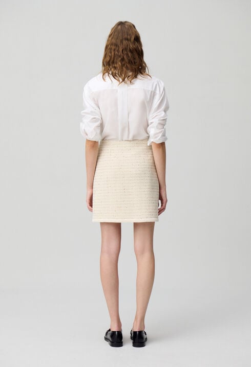 Jupe courte tweed boutonnée