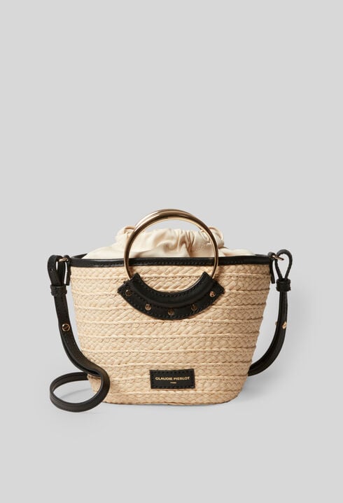 Small woven basket bag with ring