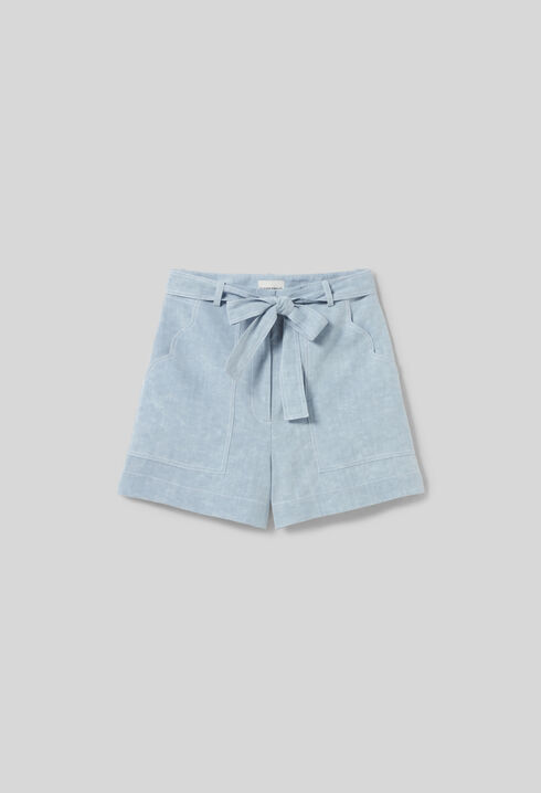 Belted Denim Shorts