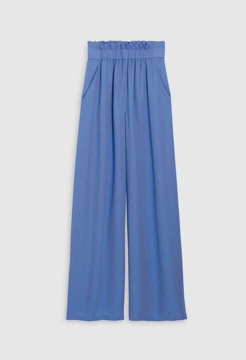 Sky-blue diamanté trousers