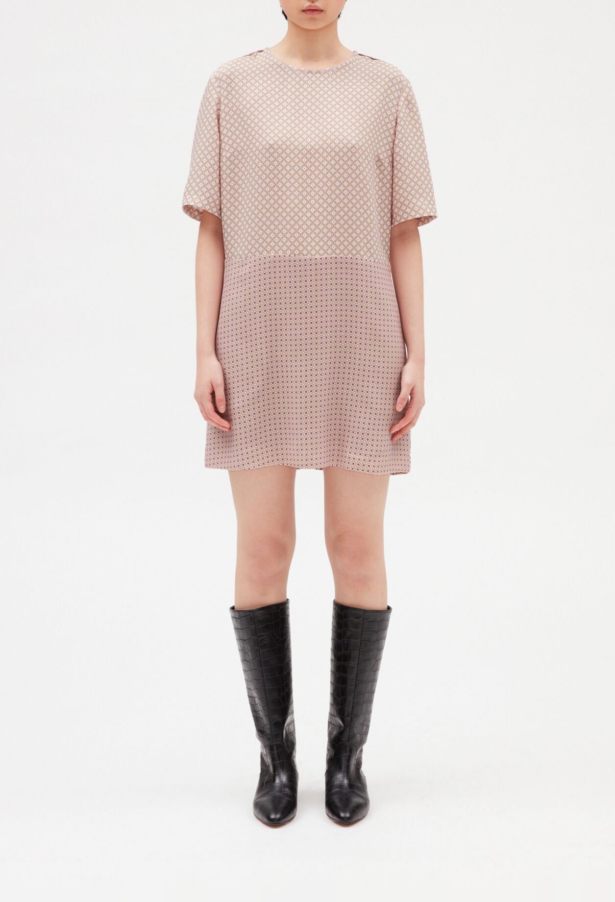 Robe courte imprimée rose