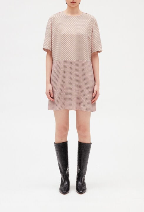 Printed pink mini dress