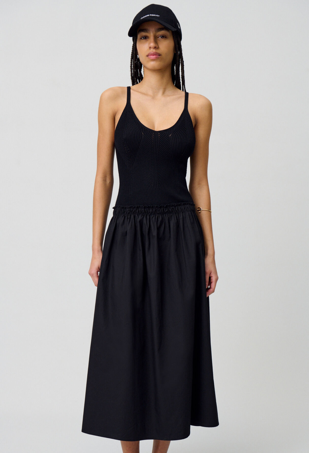 Robe mi-longue buste maille