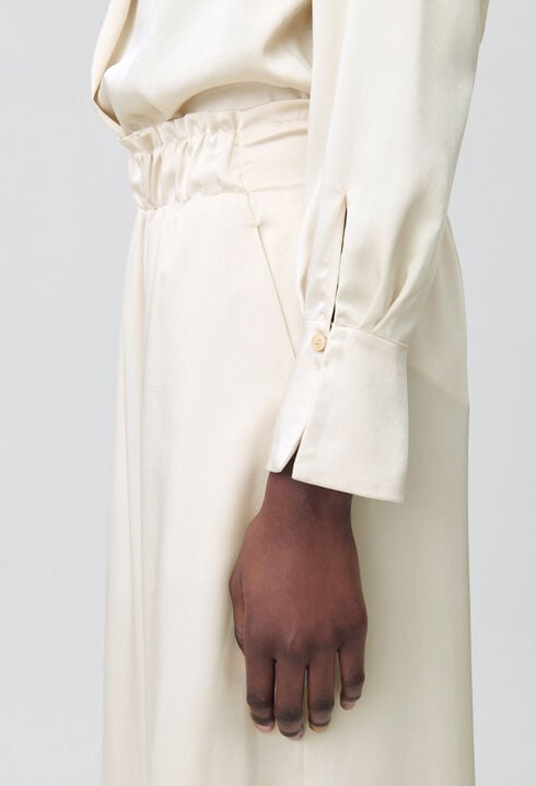Wide-leg trousers with smocked waistband