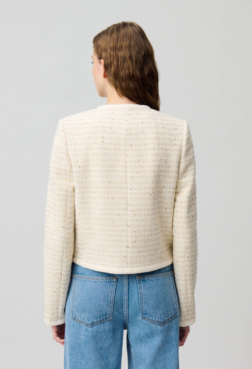 Veste courte tweed boutonné