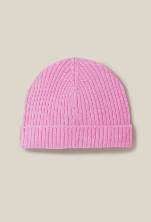 Bonnet côtelé cachemire broderie CP