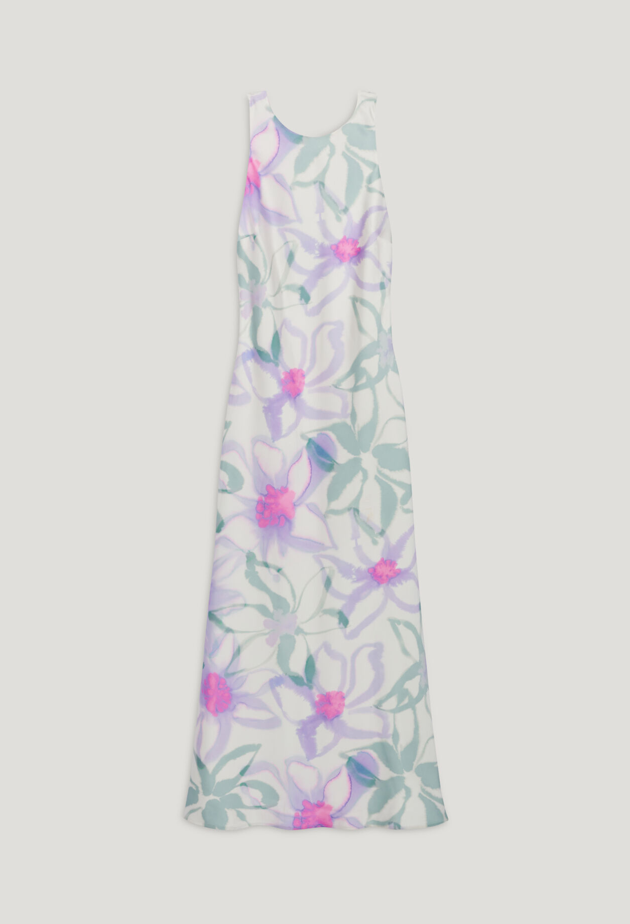 Robe longue satinée imprimée