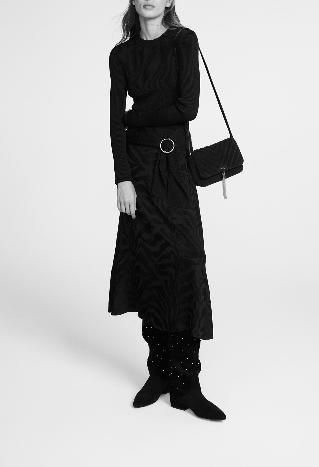 Black satin skirt