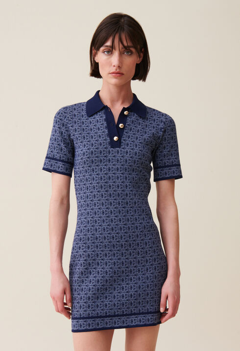 Navy monogram short dress