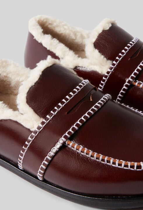 Mules cuir fourrées