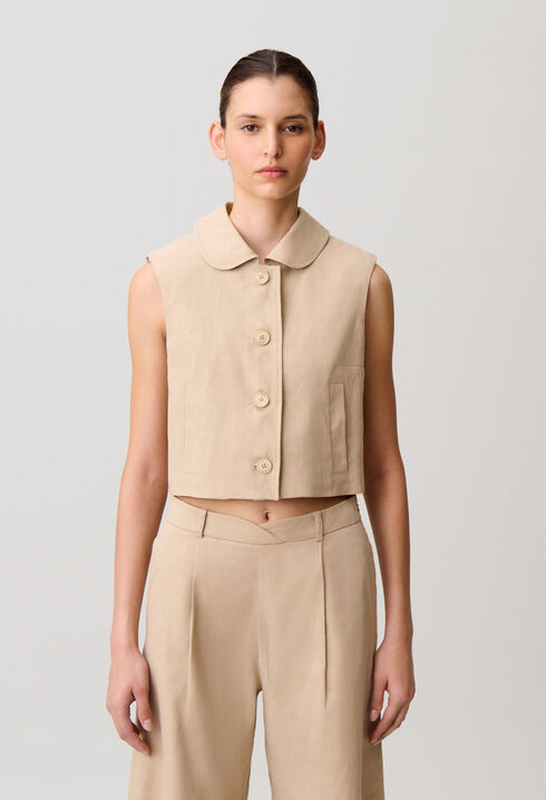 Veste courte tailleur lin