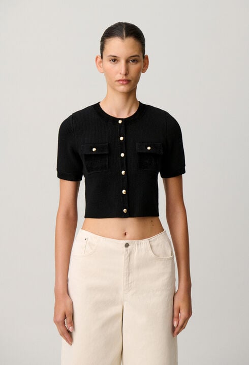 Cardigan maille velours