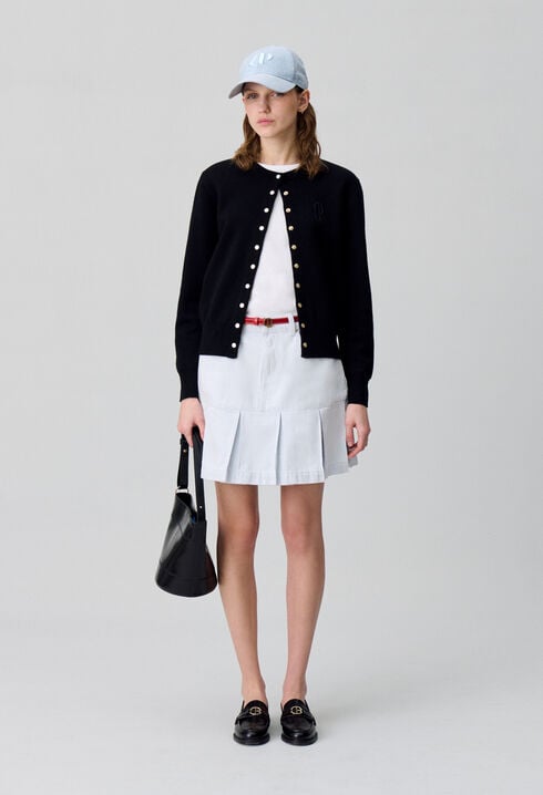 Jupe denim courte à plis