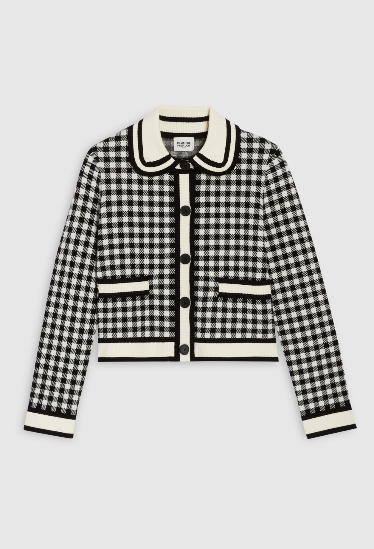 Cardigan vichy col claudine